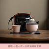 Copo de Viagem Expresso Flor Rosa Feito à Mão com Tampa de Pressão Bolsa de Armazenamento Portátil Conjunto de Chá Kung Fu Bule de Cerâmica para Mulheres ao Ar Livre