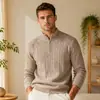Suéter de malha casual da moda, com meio zíper, de venda quente e transfronteiriça, a fábrica pode bordar malhas masculinas