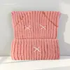 Bonito Gorro de Punto con Orejas de Gato para Mujer, Estilo Coreano Otoño e Invierno, Dulce y Cálido, Versátil Gorro de Lana Protector de Orejas, Gorro de Moda