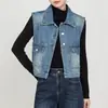Si el Chaleco Cardigan de Mezclilla Estilo Coreano Nuevo Primavera 2026 para Mujer con Pantalones de Mezclilla de Campana de Cintura Alta de Largo Completo para Mujer 8213