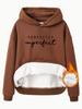 Sudadera con capucha de manga larga y forro polar para mujer, estilo europeo y americano, con bolsillo tipo canguro, estampado PERFECTO, talla transfronteriza, para otoño e invierno