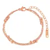 Estilo Ins Coreano Simples e Fashionável Corrente de Contas Dupla Camada Pulseira de Contas de Aço Titânio Banho de Ouro Real Personalizada para Mulheres