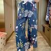 Pijama Personalizado de Algodão e Seda para Mulheres no Verão Tamanho Plus Popular Fino Desenho Animado Calça de Perna Larga Popular Pode Ser Usada Fora Calças Atacado