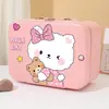 Estojo de Maquiagem Cartoon Original, Mala de Armazenamento Portátil de Grande Capacidade com Espelho, Bolsa de Maquiagem Multifuncional Fofa, Personalizável