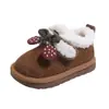 Botas de Nieve Francesas 2026 Invierno Nuevo Estilo Coreano para Niñas Suela Gruesa Cereza Lindas Botas de Algodón Zapatos Grandes de Algodón y Piel