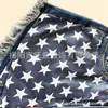 Jeans Europeos y Americanos Amazon Wish Sitio Independiente Transfronterizo Bandera Americana Borla Estrella Estampado Mezclilla Pantalones Cortos para Mujer