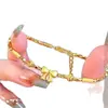Nova Pulseira de Laço Popular Estilo Princesa Xiaohongshu Feminina Leve Luxo Pequenas Contas Douradas Ouro Quebrado Escovado Joia de Mão