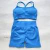 Macacão Curto com Top Cruzado Dfyne Novo Sem Costura Alta Elasticidade Totalmente Fosco Nylon Costas Abertas Roupa Esportiva Fitness