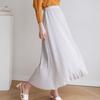 Falda Midi Versátil Casual Elegante Plisada Estilo Ins Verano 2024 Talla Grande Efecto Adelgazante y Rejuvenecedor (Forrado)