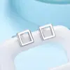 Pendientes de Plata S925 para Mujer de Plata de Ley Mini Huecos Caja Pequeña Pendientes Simples Pequeños y Pequeños Agujeros en las Orejas Pendientes Pequeños de Celebridad de Internet