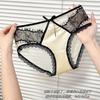 Calcinha feminina de renda Pure Desire, cor contrastante de cetim de alta qualidade, cintura baixa, outono e inverno, nova calcinha francesa com elevação do quadril e fechamento da barriga
