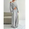 Amazon Transfronterizo Primavera y Otoño Estilo Deportivo de Moda Versátil Elástico Cordón Holgado Pierna Recta Pantalones Largos Mujer Dropshipping