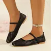 Zapatos de Malla de Verano Estilo Francés Transpirables de Venta Caliente con Punta Cuadrada, Cordones, Mary Janes, Talla Grande, Planos con Diseño Hueco