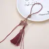 Cuerda de Mano Nudo Chino Colgante de Borla Estilo Tíbet Accesorios Lanyard para Teléfono DIY Colgante para Coche Colgante de Borla con Perla Dorada