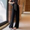Pantalones anchos de seda helada para embarazadas, de verano, finos, de cintura alta, rectos, holgados, estilo japonés, informales.