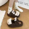 Sapatos de plataforma fofos com laço de gato, estilo moda, forrados com lã, confortáveis, estilo Mary Jane, meias pantufas
