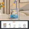 Aquário Grande Moderno para Uso Doméstico, Aquário de Mesa com Tanque de Água-Viva Luminoso, Ornamento Decorativo Criativo de Luz Noturna