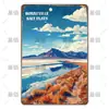 Placa de Lata Decorativa Cênica de Viagem Global Retrô Transfronteiriça, Placas de Metal de Marcos de Vários Países e Paisagens Arquitetônicas Antigas