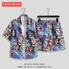 Camisa de Flores Hawaianas Traje de Playa Verano Delgado Sanya Viaje Pareja Hombre y Mujer Talla Grande Pantalones Casuales Sueltos