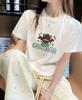 Camiseta de Algodón de Manga Corta para Mujer en Verano Estilo Coreano Holgada Cuello Redondo Estampado a la Moda Versátil Estilo Ins Top Ropa de Mujer de Moda Exportación