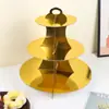Suporte de Bolo de Aniversário de Três Camadas Suporte de Bolo para Festa de Aniversário Bandeja de Prato de Bolo Bandeja de Copo de Papel