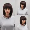 Moda Europea y Americana Casco Bobo para Mujer Multicolor Cabello Corto de Estudiante con Flequillo Seda de Alta Temperatura Casco para Niñas Peluca