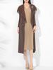 Vestido elegante de gama alta de largo medio para mujer 2024 Otoño Nuevo Contraste Borla Solapa Grande Falso Dos piezas Falda Plisada