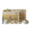 Juego de té de viaje con tres tazas, portátil y conveniente para preparar té al aire libre, adecuado como regalo