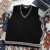 Chalecos Casuales de Otoño e Invierno para Hombres y Mujeres, Chalecos de Punto Blancos Estilo Preppy, Suéteres Casuales Holgados de Cuello V de Nicho