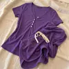 Pijama Roxo de Manga Curta Sin Glee Estilo Desejo Puro para Mulheres, Novo Conjunto de Homewear com Shorts Confortável de Verão