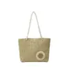 Nova Bolsa Tote Retrô Transfronteiriça de Ombro Único Grande Capacidade Bolsa de Palha Bolsa de Ombro Bolsa de Viagem Praia Feminina