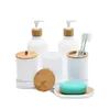 Set de Tocador Casual para Baño Kit Combinado de Accesorios para Baño Vaso para Cepillo de Dientes Utensilios para Dientes Botella de Loción para Lavado de Manos Caja de Bastoncillos de Algodón Bandeja