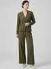 Trajes Femininos da Moda 2026, Jaqueta Cardigã Popular e Mais Vendida Deste Ano, Calça de Sarja Reta para o Trabalho, Conjunto de Duas Peças Estilo Issey Miyake