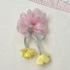 Novo Scrunchie de Tecido Doce Tridimensional com Borla de Flor para Meninas, Exquisito Acessório de Cabelo Scrunchie Grande de Gaze Brilhante