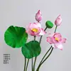 Nuevas flores de loto artificiales estilo chino, hojas de loto y capullos de loto para decorar la sala de estar y la mesa del comedor, arreglos florales de tela de seda