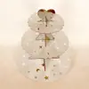 Estante de papel para pasteles de tres niveles, directo de fábrica, personalizado, con estampado dorado, para fiesta de cumpleaños, boda, desechable, expositor de postres