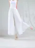 Pantalones de gasa para danza clásica culottes blancos ropa de práctica de doble capa pantalones de gasa pantalones elegantes para danza danza china pierna ancha mujer