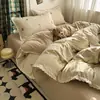 2026 Nuevo Estilo Vintage Algodón Lavado Algodón Puro Encaje Juego de Cama de Cuatro Piezas para Estudiantes, Primavera y Otoño, Venta al por Mayor