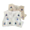 Camisola Bordada Vintage com Recortes para Mulheres, Cardigan de Tricô para Verão, Top sem Mangas para Camadas, Novo Estilo