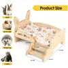 Cama de Hamster de Madeira Mini Cama para Animais Pequenos Coelho Porquinho-da-Índia com Escada Abrigo Universal para Animais Pequenos de Quatro Estações