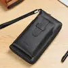 Billetera Larga Nueva para Hombre de Cruce de Fronteras, Billetera de Cuero Suave Moderna, Cremallera, Múltiples Ranuras para Tarjetas, Billetera Juvenil, Bolsa para Teléfono Móvil, Gran Capacidad