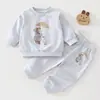 Conjunto casual de sudadera para bebé para otoño e invierno, conjunto de dos piezas para bebés e infantes, conjunto deportivo de primavera para niños y niñas, prenda exterior superior y pantalón deportivo