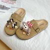 Chinelos Birkenstock Casuais de Desenho Animado para Meninas Outono e Inverno Shirley Rose Flats Retrô Meio Chinelo