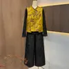 Nuevo conjunto de otoño estilo chino para madres, conjunto de chaleco bordado, nueva moda para mujeres de mediana edad y mayores, conjunto de tres piezas top estilo nacional para primavera y otoño