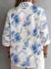 Camisa de mujer de estampado marmoleado europeo y americano transfronterizo, con cuello, adelgazante, ligera, resistente a las arrugas y favorecedora