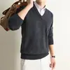 Suéter de punto con cuello en V para hombre, diseño de rombos, una prenda cálida y cómoda para otoño e invierno, moderno y versátil, con tacto de alta calidad
