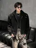 Sudadera con capucha y hombros acolchados deconstruida estilo americano para otoño para hombre, chaqueta corta deportiva casual con cremallera de alta resistencia