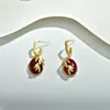Nuevos Pendientes Retro Estilo Chino de Lapislázuli para Mujer, Joyería Vintage con un Toque de Lujo Ligero y Gama Alta, Pendientes Ovalados, Colgantes de Oreja de Nicho al por Mayor