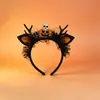 Tocado de Halloween Sombrero Mágico de Bruja Diadema Decoración de Maquillaje Diadema de Encaje Horquilla de Calabaza Accesorio para el Cabello de Fantasma