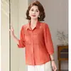 Roupa de Verão para Mãe, Blusa de Manga Três Quartos, Roupas para Mulheres de Meia-Idade e Idosas, Estilo Vovó Elegante, Nova Camisa Top Soltinha 2026